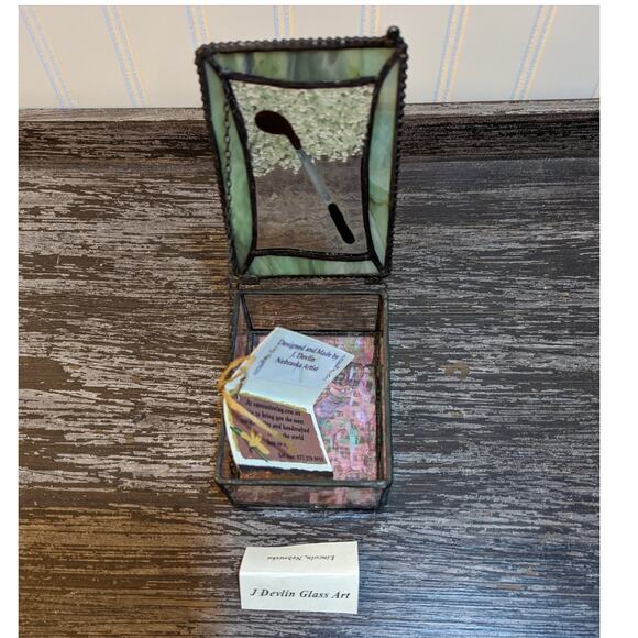 J Devlin Glass Art Rare Golf Themed Fused Glass Box New with Tags - Picture 2 of 5